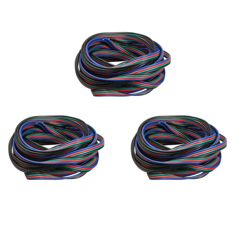 

3X 4 Pin Wire Extension Connector Cable Cord For LED RGB Strip 3528 5050 Connector Colourful 5M