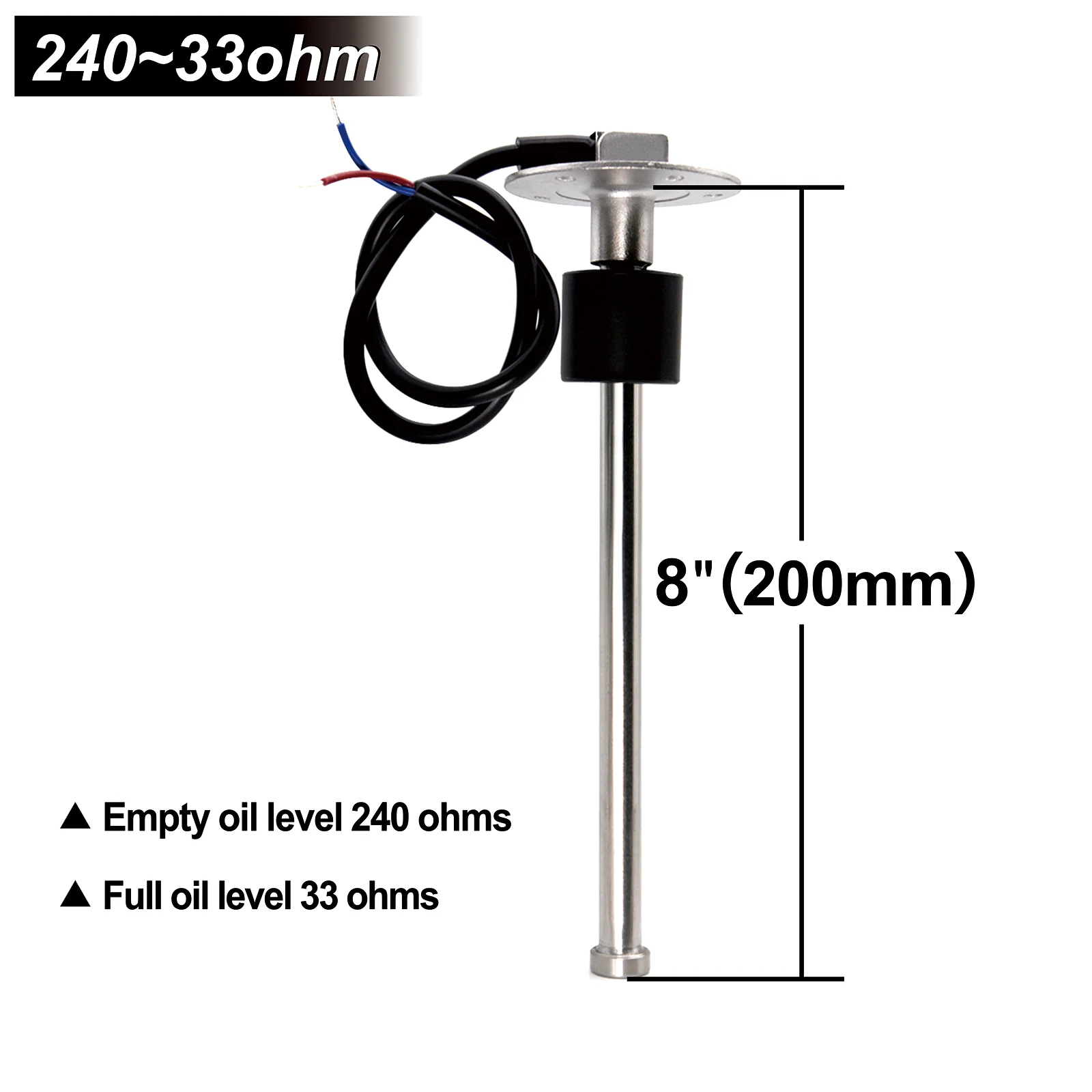 

AD 240-33 Ом Датчик уровня топлива 100 мм 125 мм 150 мм 200 мм 300 мм 400 мм 575 мм подходит для морской лодки, автомобиля, грузовика, масляного резервуара для жидкости 9-32 В