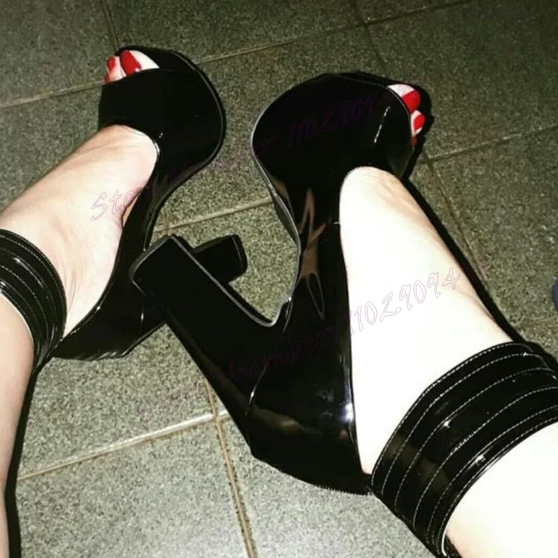 Женские лодочки Hemegot CN 20240314EN7012 чёрного цвета из лакированной кожи