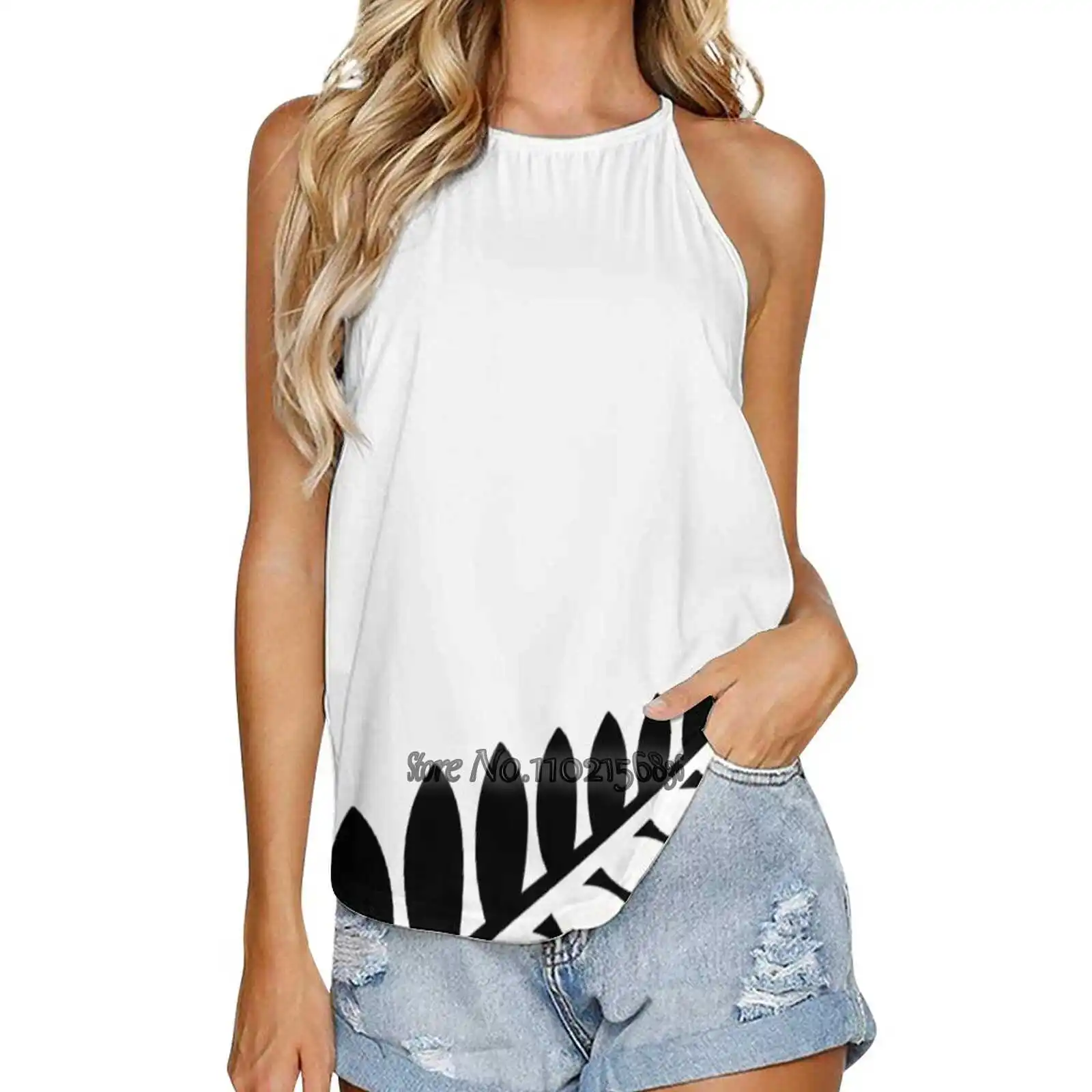 

Новая Зеландия-черно-белая пикантная модная майка с флагом, повседневный женский жилет Y2K с круглым вырезом, искусственная кожа, Новая Зелан...