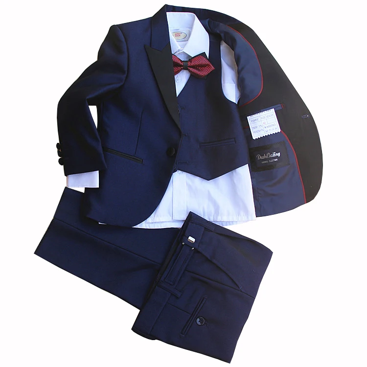 

4 pieces jacket+vest+pants+bow tie. no shirts Children Suit set Dress Flower Boy Suit Jacket Costume Piano size 2-12 years