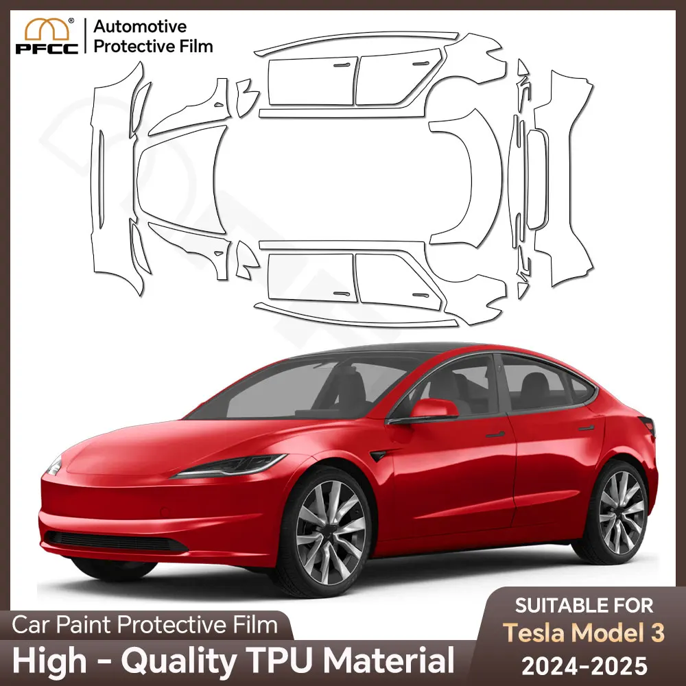 Фото Защитная пленка для краски для Tesla Model 3 Highland 2024, 8,5 толщина, предварительно вырезанная автомобильная прозрачная пленка из ТПУ PPF, комплект, прозрачная наклейка, автонаклейка №1