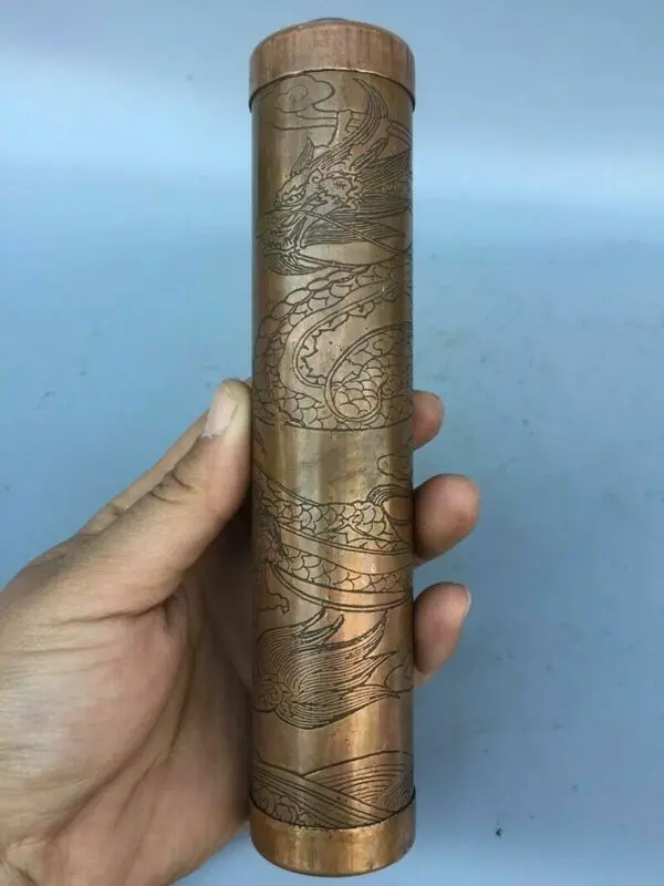 Китайские старые Пекинские товары Coppre Two Dragon Play, бусины с рисунком, калейдоскоп, украшение для стола дома, коллекционные украшения