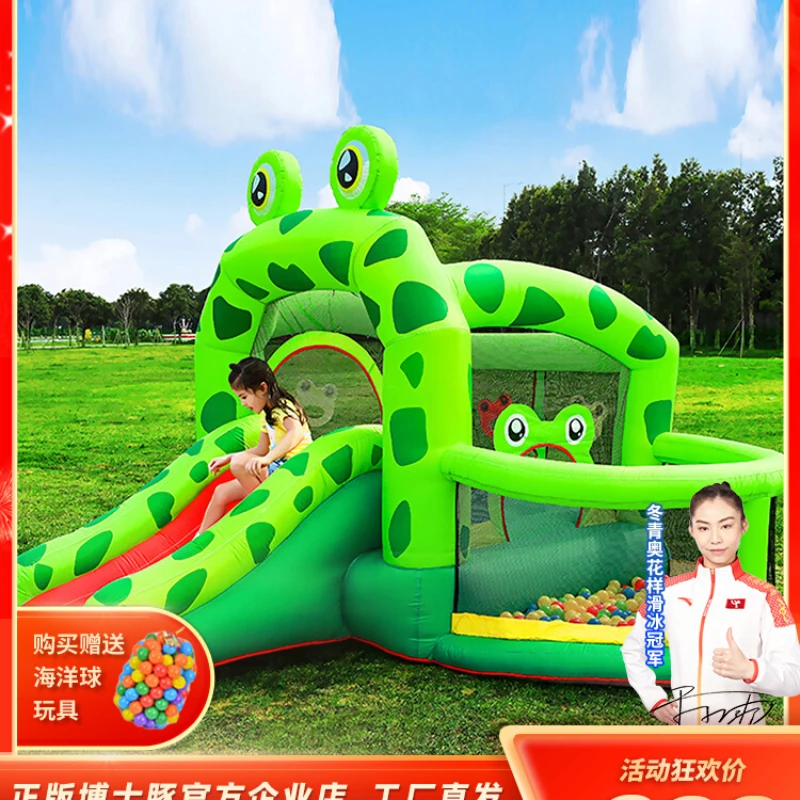 

Детский надувной замок Doctor Dolphin с подпрыгивающей кроватью, большая горка, лягушка, принц, подпрыгивающая кровать, непослушный замок