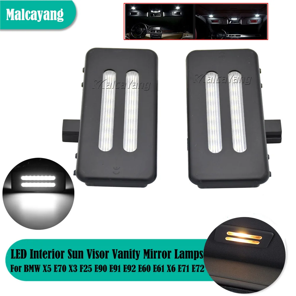 

LED Sun Visor Vanity Mirror Lamp Reading Light 2pcs Left And Right For BMW X5 E70 X3 F25 E90 E91 E92 E60 E61 X6 E71 E72 X1 E84