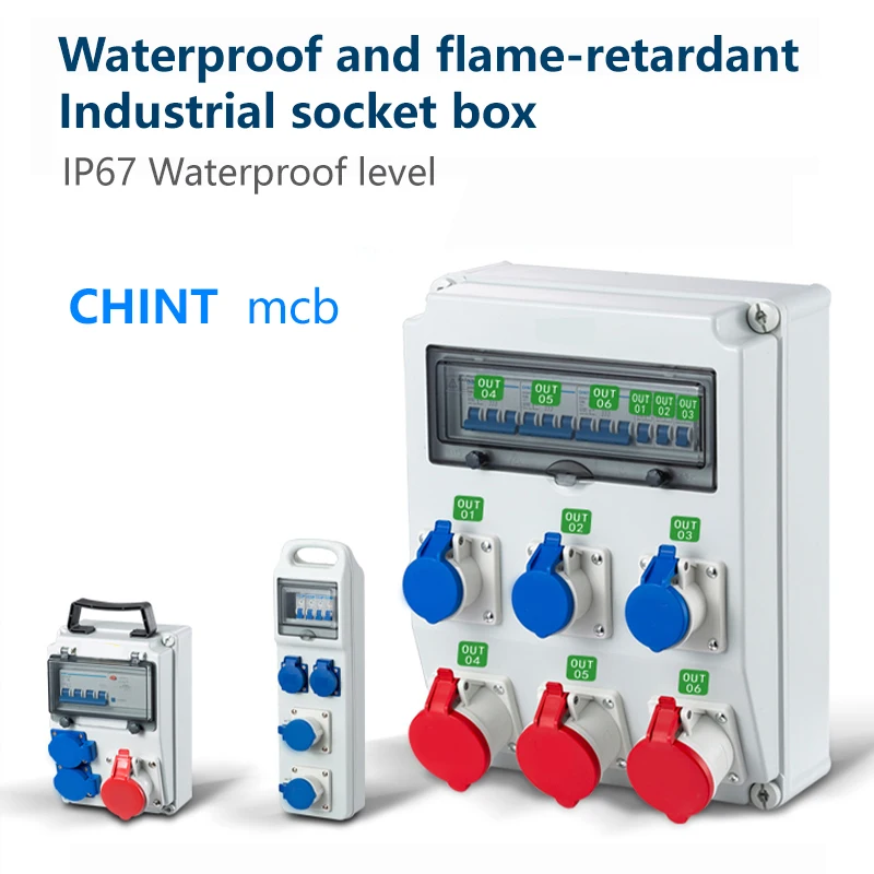 Водонепроницаемая пыленепроницаемая огнестойкая промышленная розетка IP67 RCBO 2P 32A