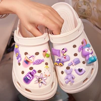15pcsset disney stellalou purple series cute cartoon shoe buckle crocs charms pvc shoes decoration clogs kids party x mas gifts