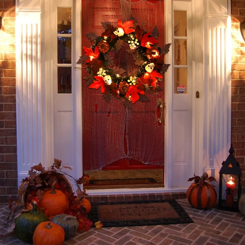 

Хэллоуин, венки, Череп, кленовые листья, гирлянда, украшения для праздника, вечеринки, благодарения, оконные двери, подвесные садовые украше...