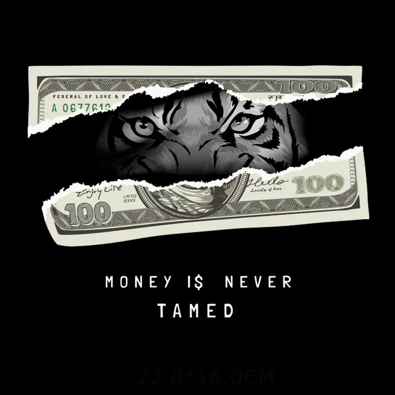 

New Money Tiger Patch Iron-on Transfers for Clothing Thermoadhesive Patches on Punk Clothes Diy T Shirt Applique Stickers Badges