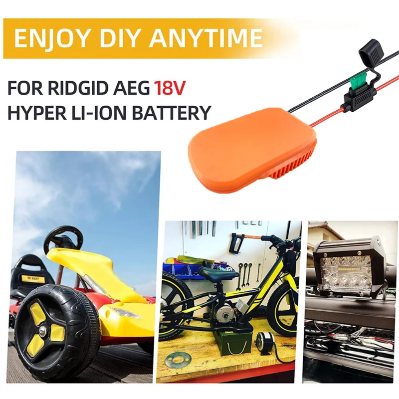 Фото Адаптер для колес питания 14 AWG для гипер-литий-ионной батареи Ridgid AEG 18 в №3