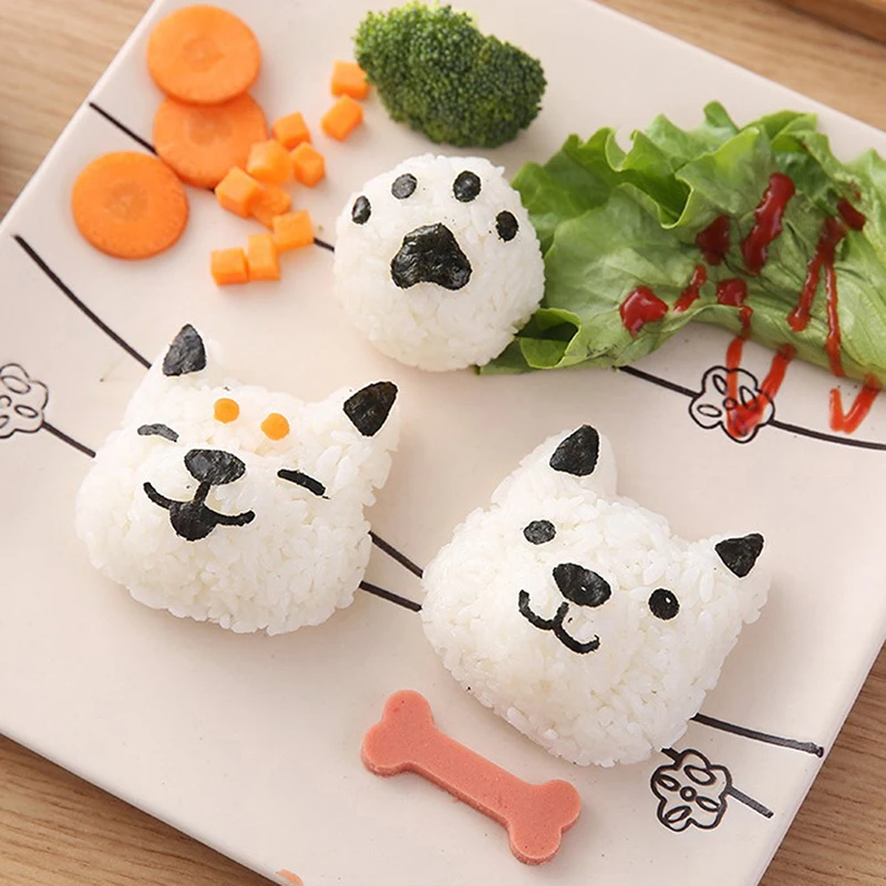 

1 Набор, форма для суши в виде мультяшного кота, собаки, медведя, кролика, панды, риса