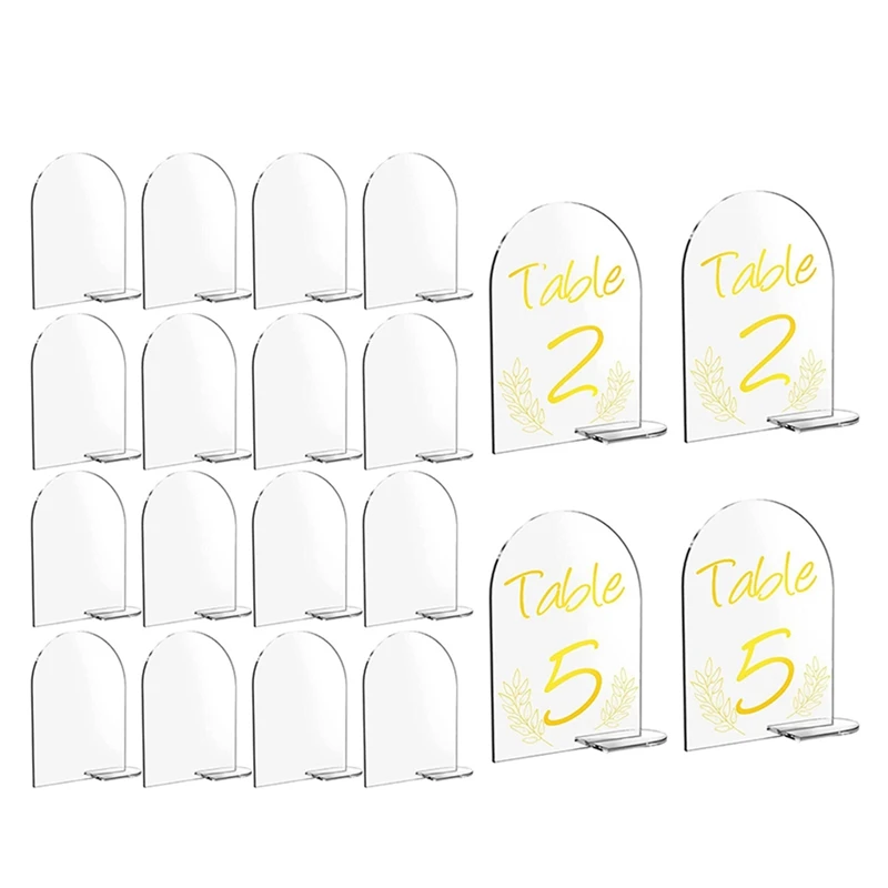 

20 Packs Blank Acrylic Numbers Signs With Stand 6X4 Inch Diy Arch Acrylic Stand Signs