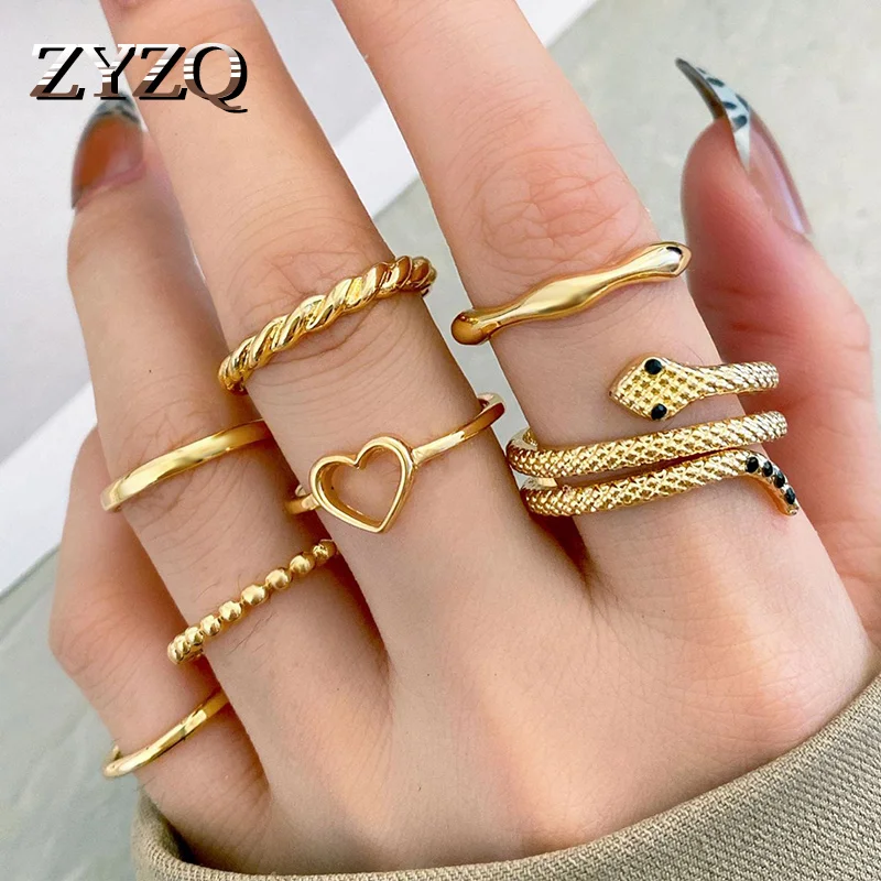ZYZQ в стиле ретро Женское кольцо геометрический открытый индекс обручальные