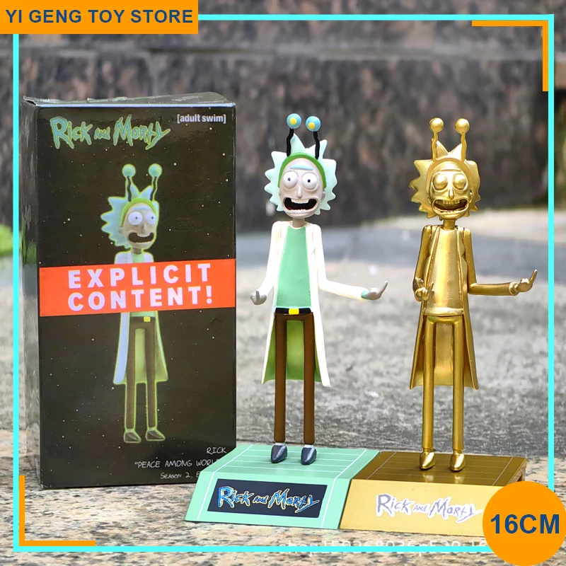 

16cm Rick And Morty Sanchez Action Figure Middle Finger Peace Among Worlds Figures PVC Model Collection Doll Toys Kid Xmas Gifts