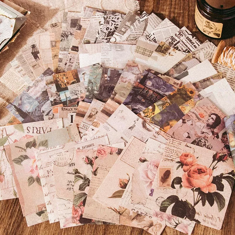 

50pcs Vintage INS Scrapbooking material paper Retro Labels Decorative collage Diary Album Background paper