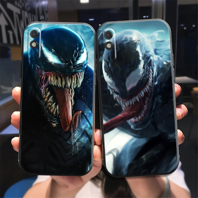 

Marvel Venom Phone Case For Xiaomi Redmi 7 7A 8 8A 8T 9 9T 9A 9C Note 7 8 9 9S Liquid Silicon Back Silicone Cover Funda Black
