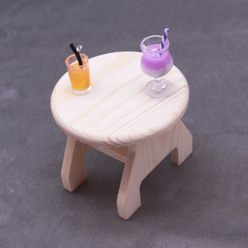 

1 шт. кукольный домик, миниатюрная мебель, аксессуары для сцены, деревянный маленький круглый стол, стул, кукольный домик, Миниатюрные аксесс...