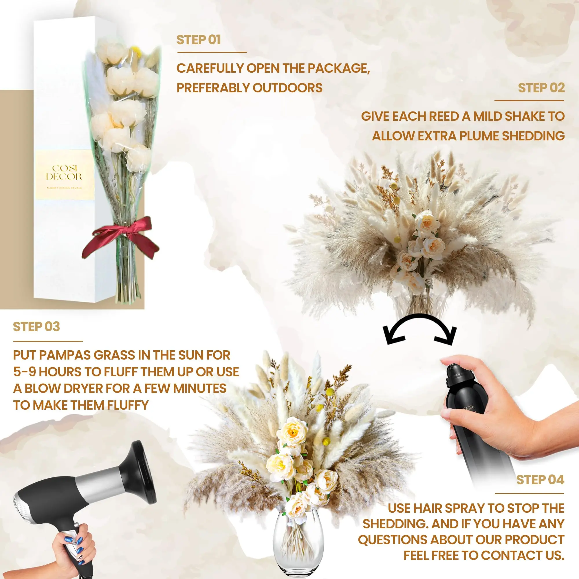 Натуральная сушеная пампасная трава искусственные розы в стиле бохо домашний