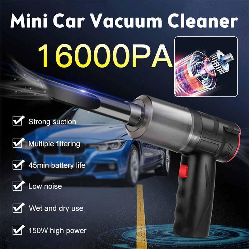 

16000Pa Wireless Car Vacuum Cleaner Cordless Handheld Auto Vacuum Home & Car Dual Use Mini Vacuum Cleaner With Built-in Battrery