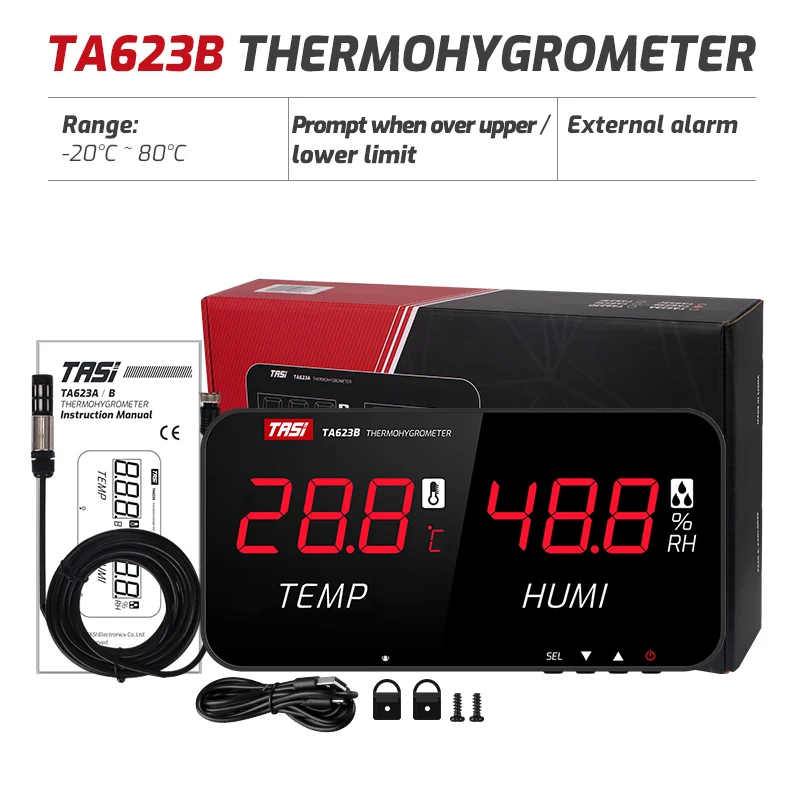 

TASI TA623A TA623B Интеллектуальный гигрометр, термометр, измеритель температуры и влажности, ЖК-цифровой экран, высокоточный датчик для офиса