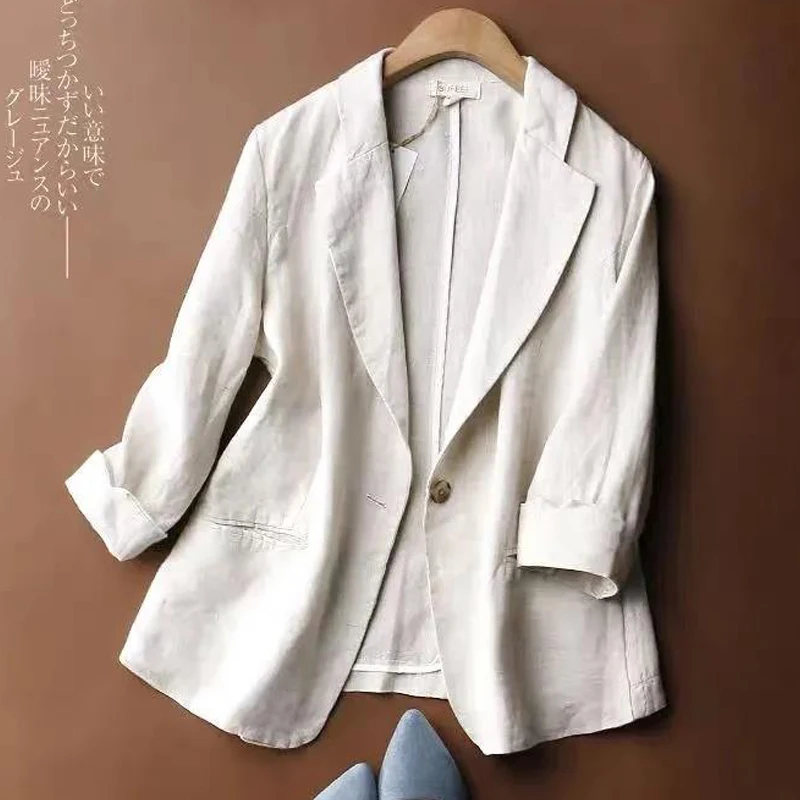 Корейская версия хлопково-льняного костюма для женщин на весну и лето новая