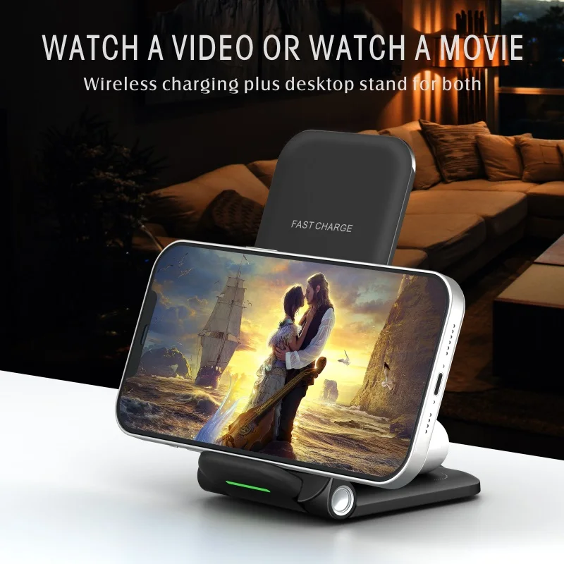 

22W Qi Fast Wireless Charger Stand For iPhone 14 13 12 11 Samsung Apple Watch Airpods Pro 3 in 1 Wireless Charging Dock Station