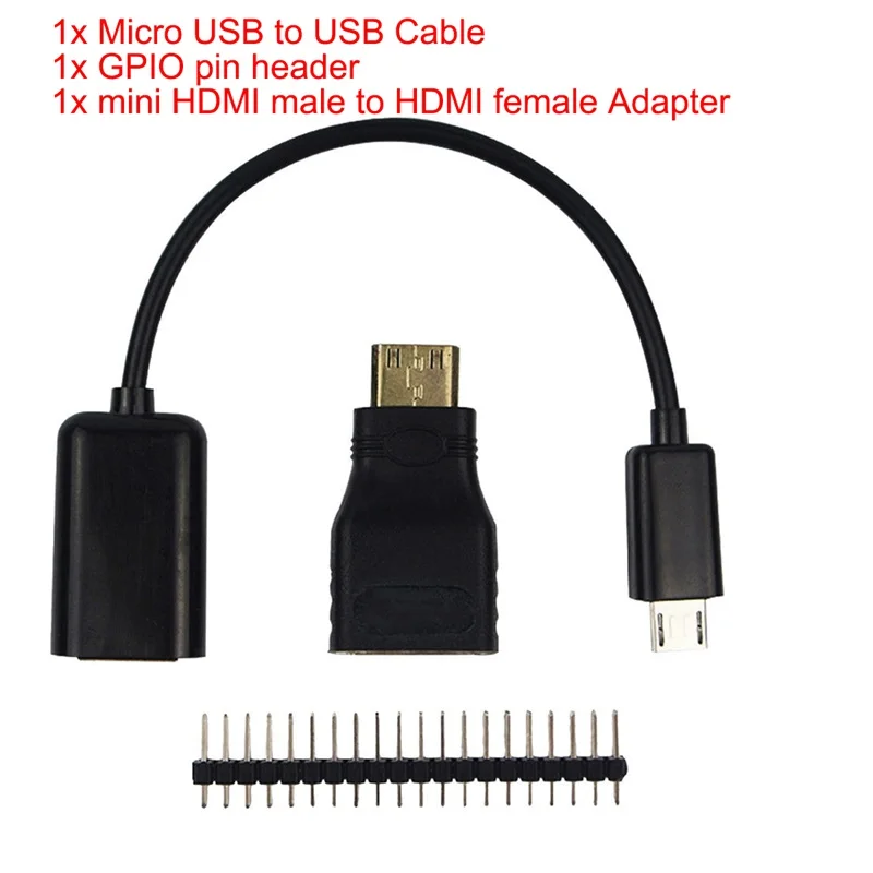 

3 в 1 Himbeer Pi Zero Kit Mini HDMI auf HDMI Header + Micro USB адаптер + GPIO DE