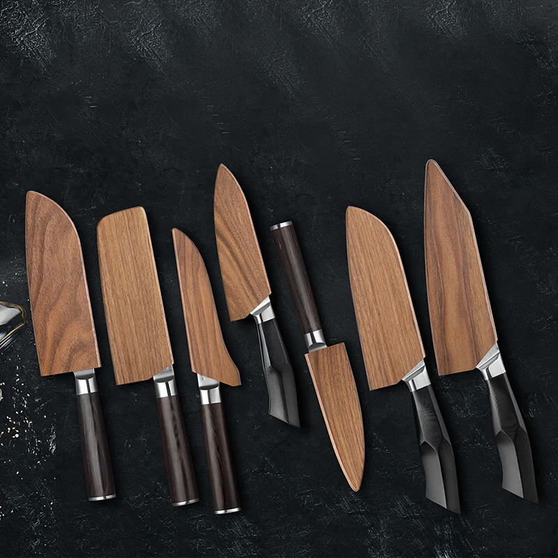 Фото 1 шт., деревянные ножны для ножей, японский шеф-повар, Santoku, органайзер для хранения ножей для нарезки, защита для лезвий, ножны, кухонные аксессуары №3