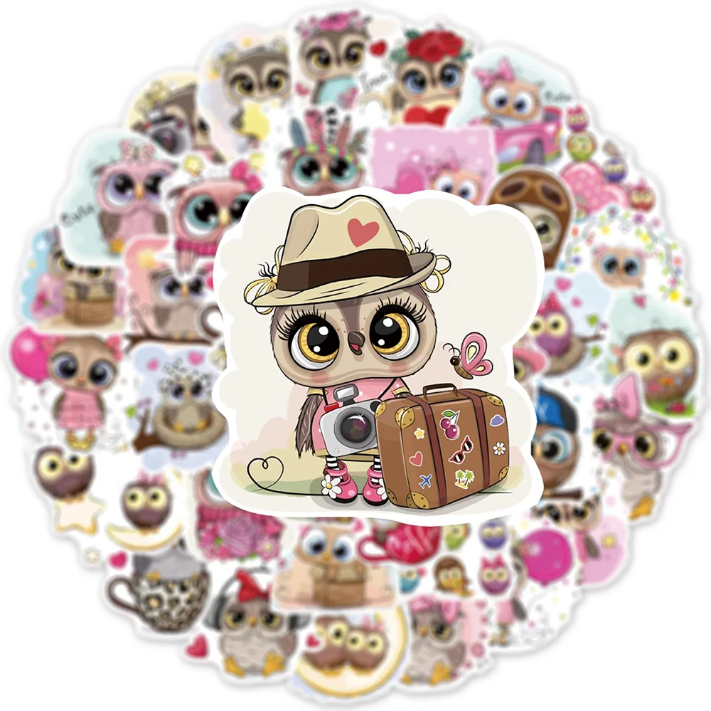 

10/30/50pcs Owl Cartoon Graffiti Stickers Kawaii Animal Cute Stickers Scrapbook Kids Toys Laptop Diy Car Pvc Decal Decor Sticker