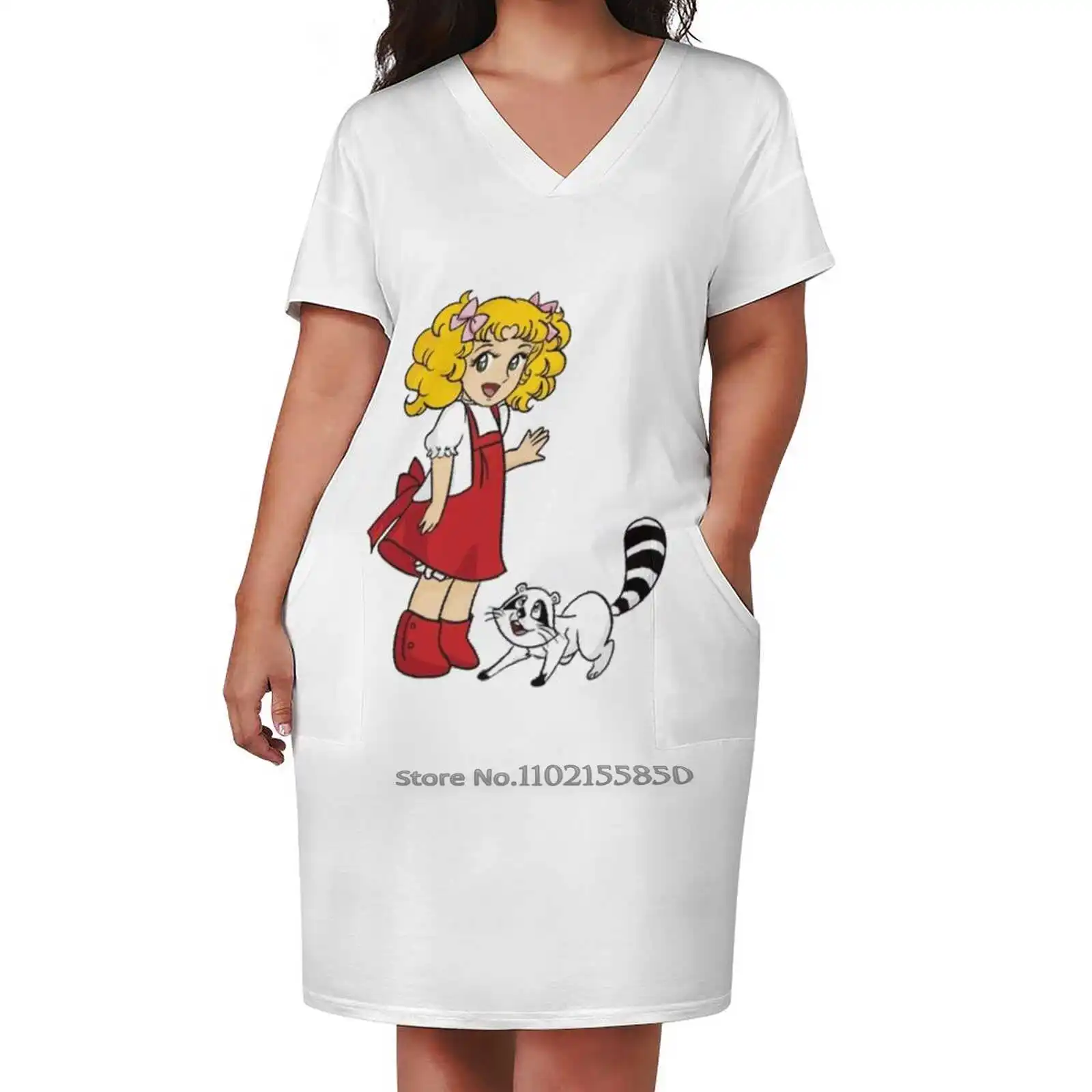 Летнее платье с V-образным вырезом и коротким рукавом