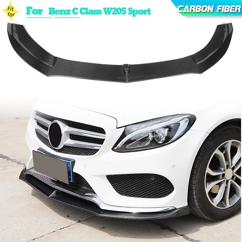 

Автомобильный передний бампер из углеродного волокна, спойлер для Mercedes Benz C Class W205 Sport 2015-2017, защита для переднего бампера, защита для подбородка FRP