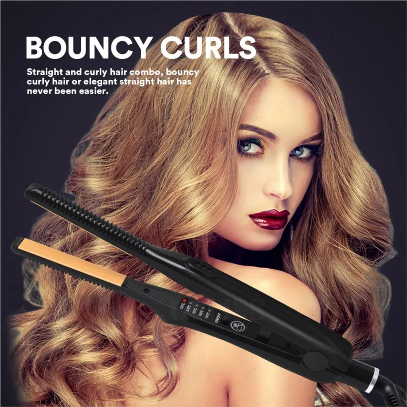 

Mini Flat Iron Hair Straightener Portable Ultra-Thin Hair Straightening Curling Iron Ceramic Hair Curler Short Hair Beard Styler