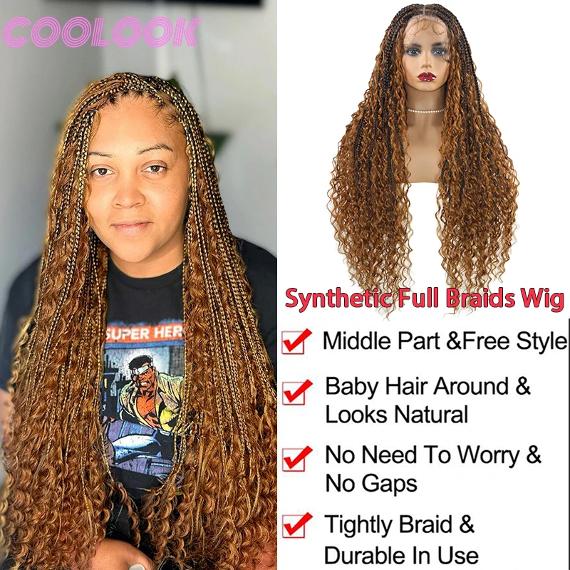 Парик в стиле бохо длиной 32 дюйма плетеные синтетические волосы со шнуровкой