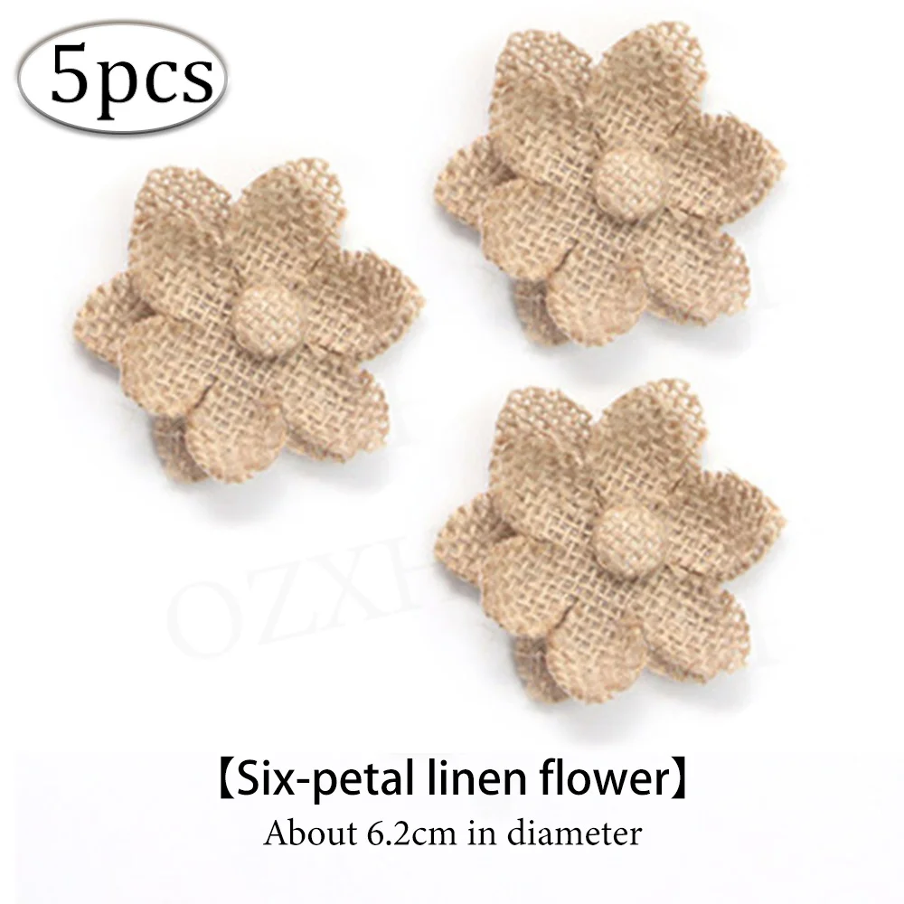 

Цветы из мешковины OZXCHIXU, 5 шт.