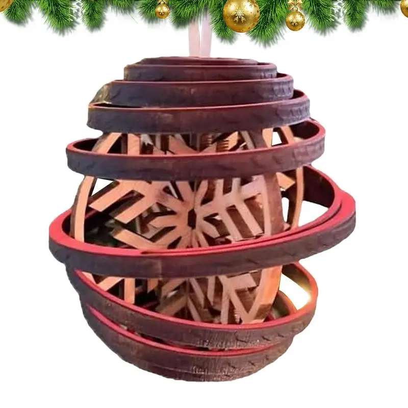 

Wood 3D Dual Spiral Snowflakes Ornaments Hangable Snowflake Christmas Tree Decorations Snowflake Pendants for Winter Party