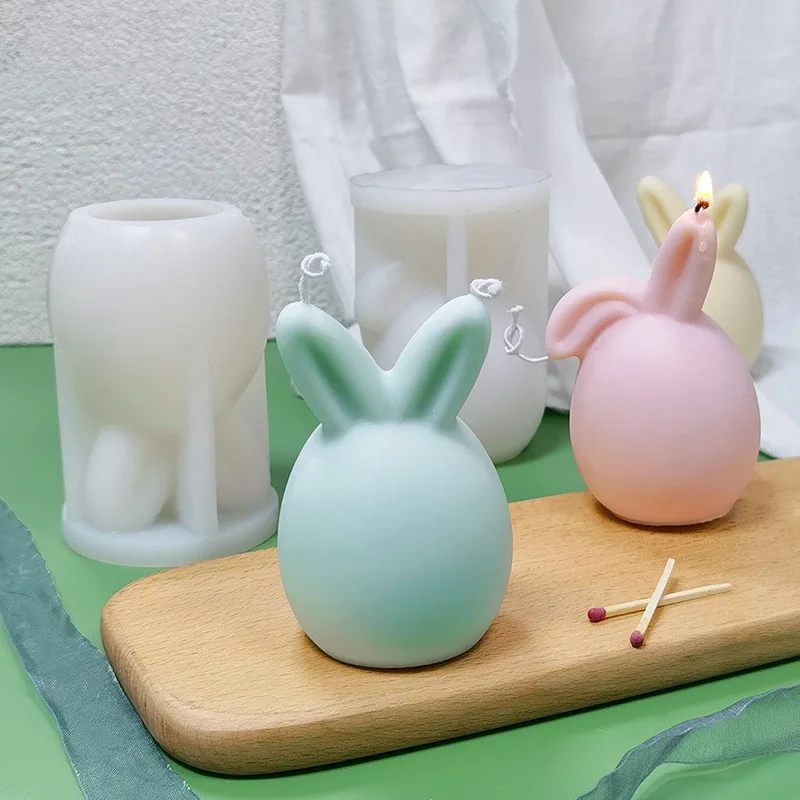 

Happy Easter Egg Rabbit Candle Mould Hatchling Bunny Silicone Candle Mold Animal Handmade Soap Craft Making Molds for Home Decor