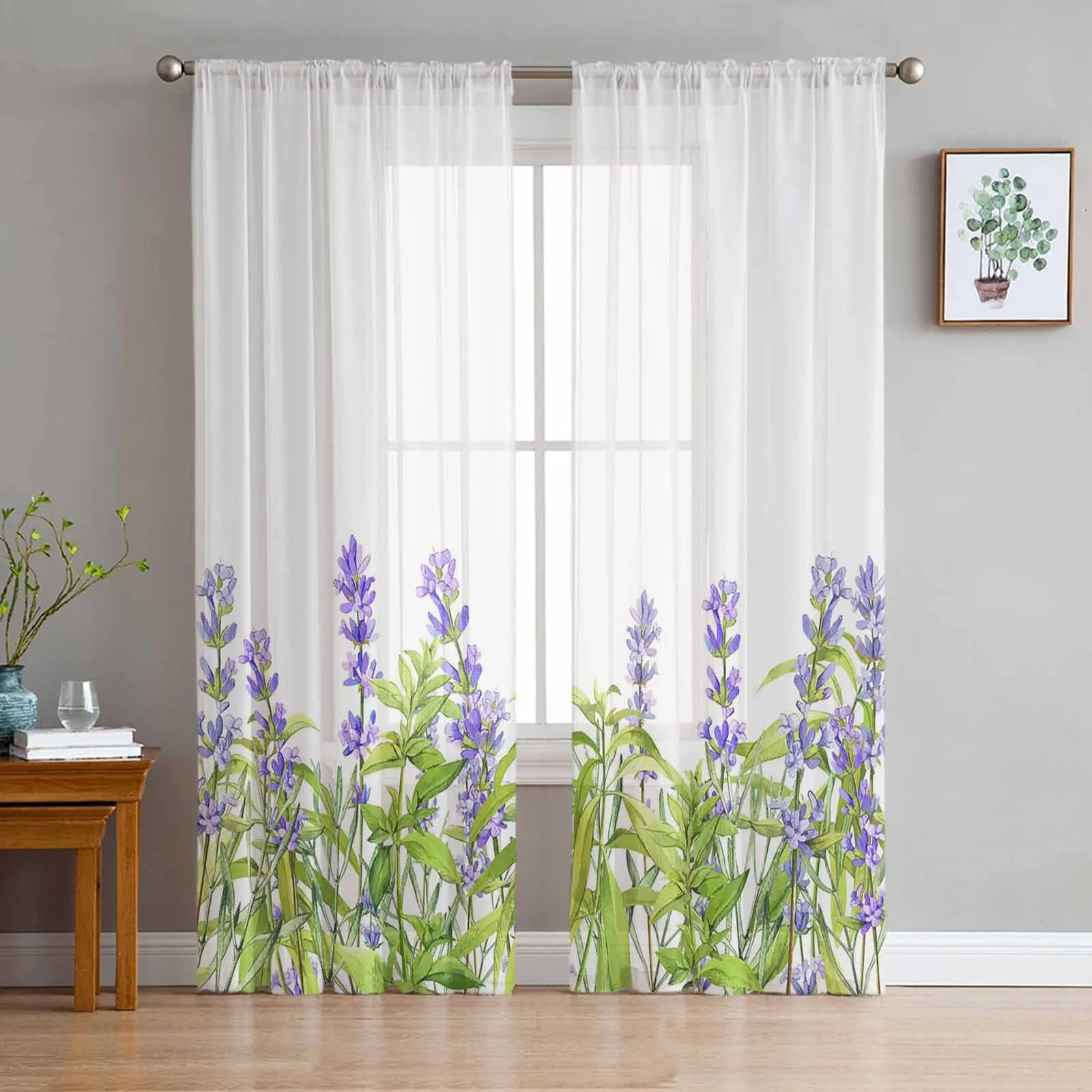 Занавески Spring Plants Lavender Tulle Sheer для гостиной спальни кухни окон Voile Drapes Home Decoration.