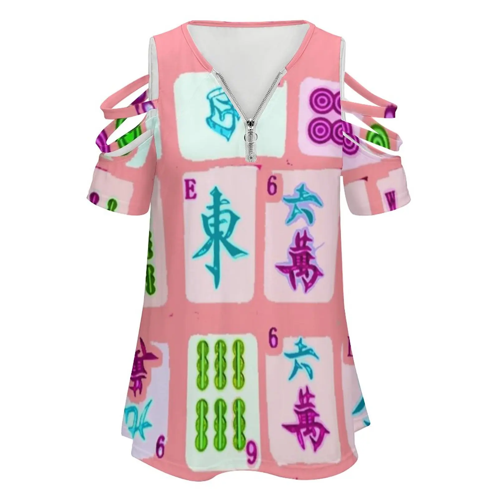 Довольно розовые женские сексуальные винтажные футболки на молнии с принтом