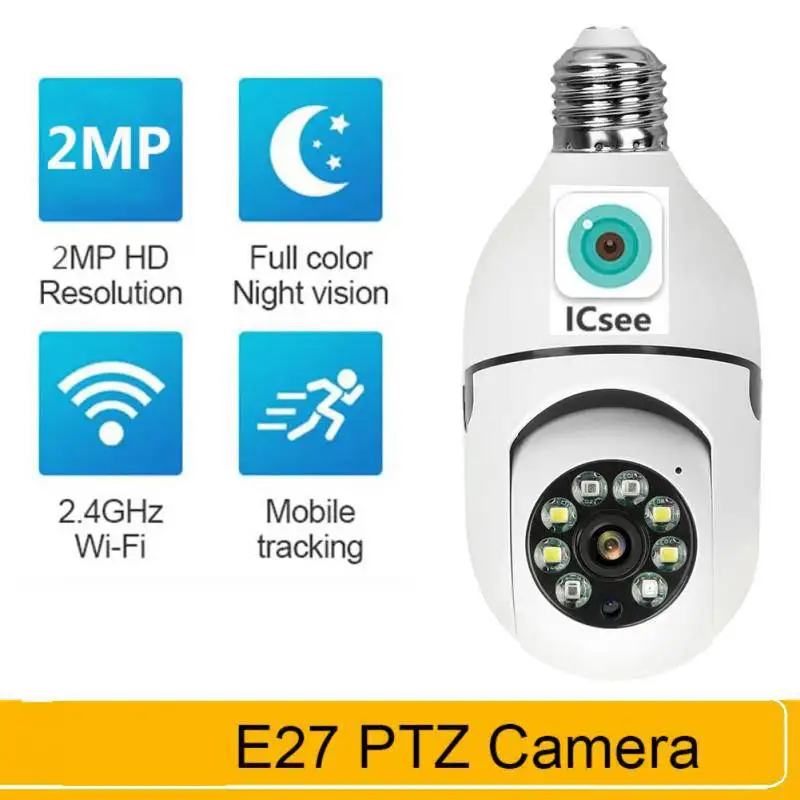 

2MP E27 Bulb Surveillance Camera Night Vision Full Color Automatic Human Tracking 4x Digital Zoom Video Indoor Security Monitor