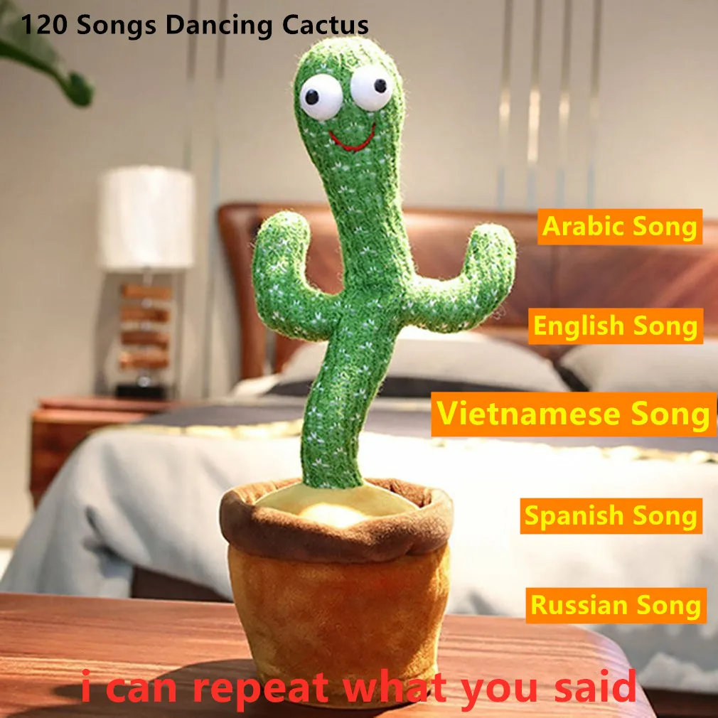 

Hot 32cm Dancing Cactus Electron Plush Toy Soft Plush Doll Babies Cactus That Can Sing And Dance Voice Interactive Kid/Pet Toy