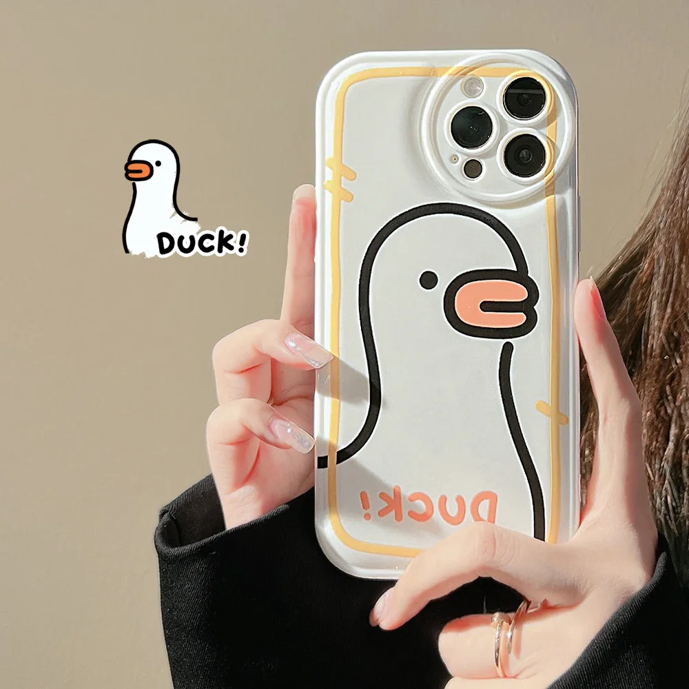 

Colored cartoon white line duck Phone Case For iphone 14 13 12 11 Pro Max X XR XSMAX 7 8 Plus SE TPU Case Cover new products