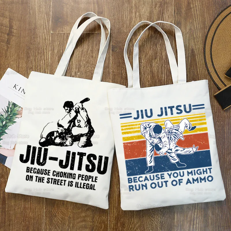 

Jiu Jitsu Rashguard Murder Yoga Printed Canvas Shoulder Bag Female Harajuku Funny Large-capacity Eco Environmental Shopper Bag