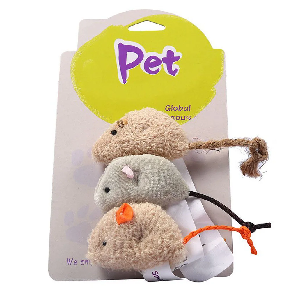 

3Pc/set Pet Cat Mice Toys Rat Squeak Noise Sound Plush Simulation Mouse Interactive Playing Toys for Cats Kitten Pet Toys