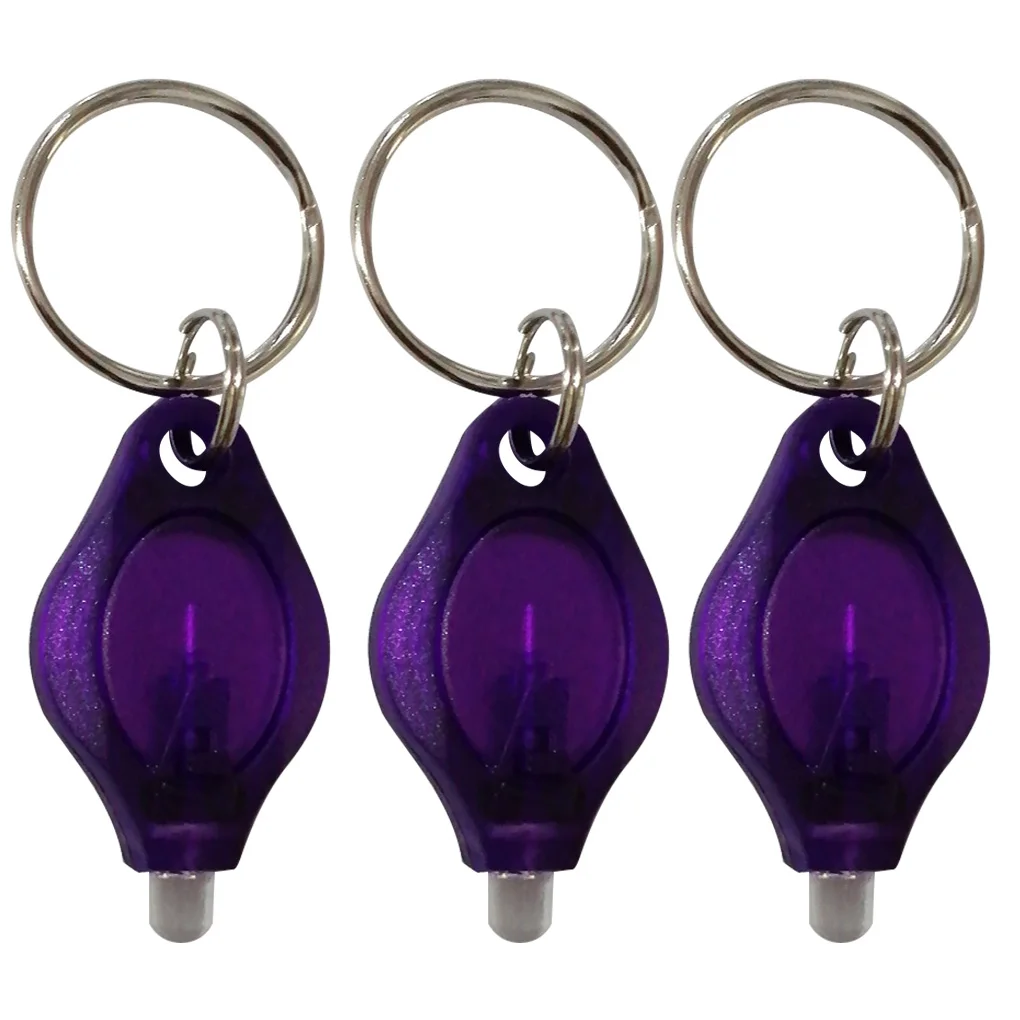 

3pcs Mini LED Flashlight Purple Light LED Keychain Torch UV Torch Keychain Lamp Pocket Torch Money Detector Pet Urine Detector