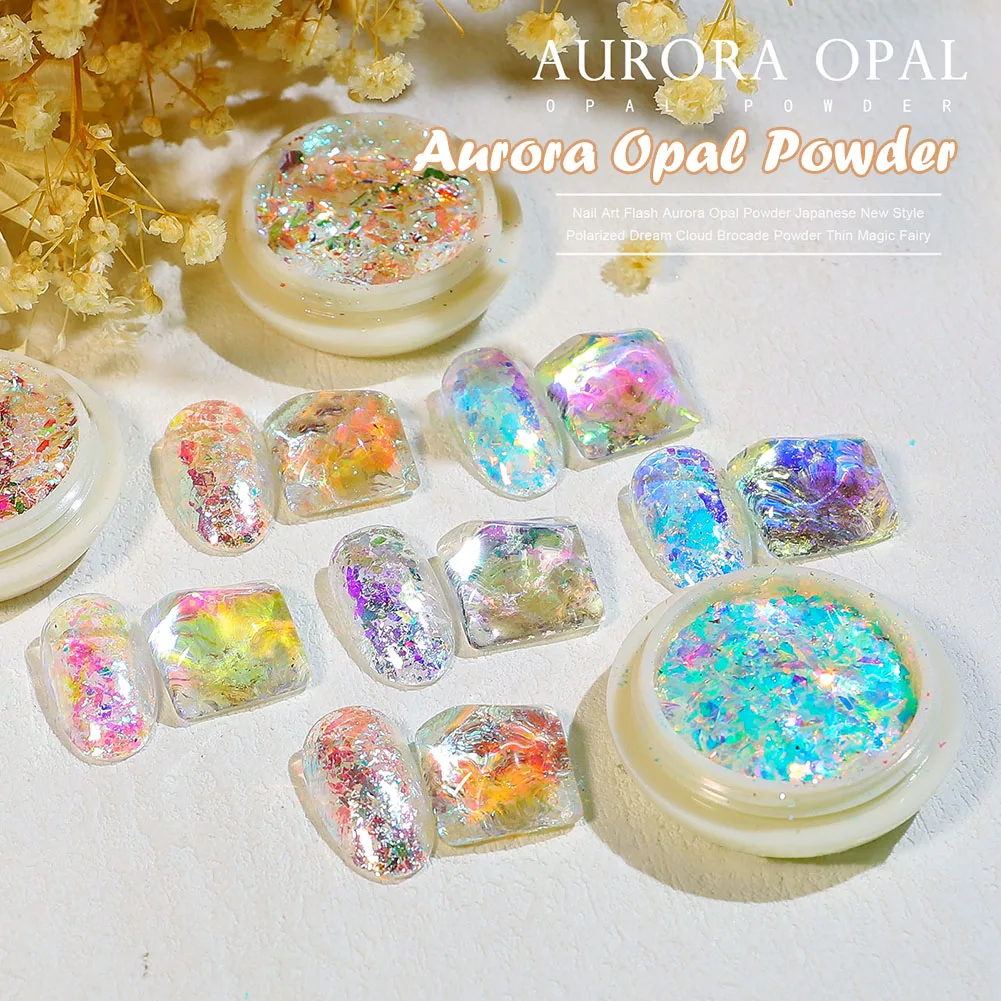 

Nail Art Opal Powder High Glitter Aurora Sequins Flakes Nail Polarized Powder Dreamy Flakes Nail Decor Manicure Accessories