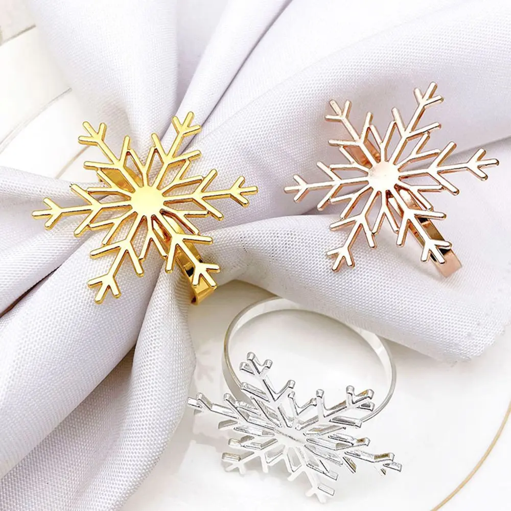

Gifts Table Decoration Kitchen & Bar Home Supplies Napkin Rings Dinning Table Setting Snowflake Shaped Mouth Ring