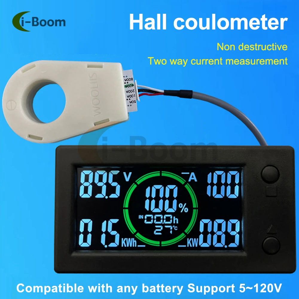 

50A 100A 200A 400A STN LCD Hall Coulomb Meter Counter Voltage Current Power Indicator Display eBike Car Isolation Bluetooth APP