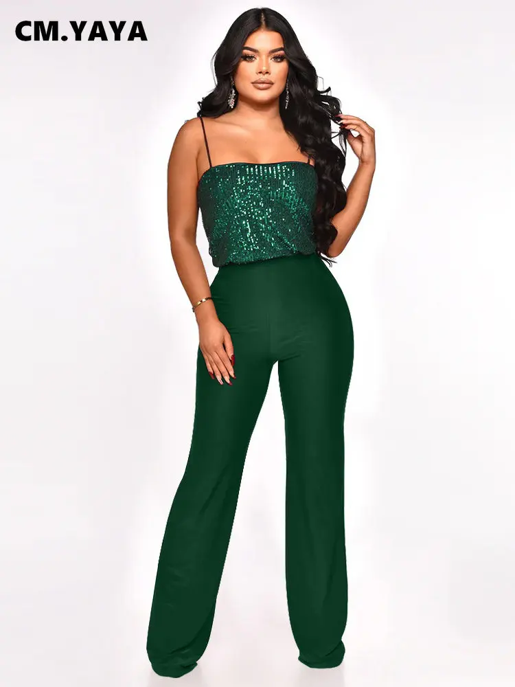 

Женский комбинезон без рукавов CM.YAYA, винтажный комбинезон на бретелях-спагетти с блестками в стиле пэчворк, 2023