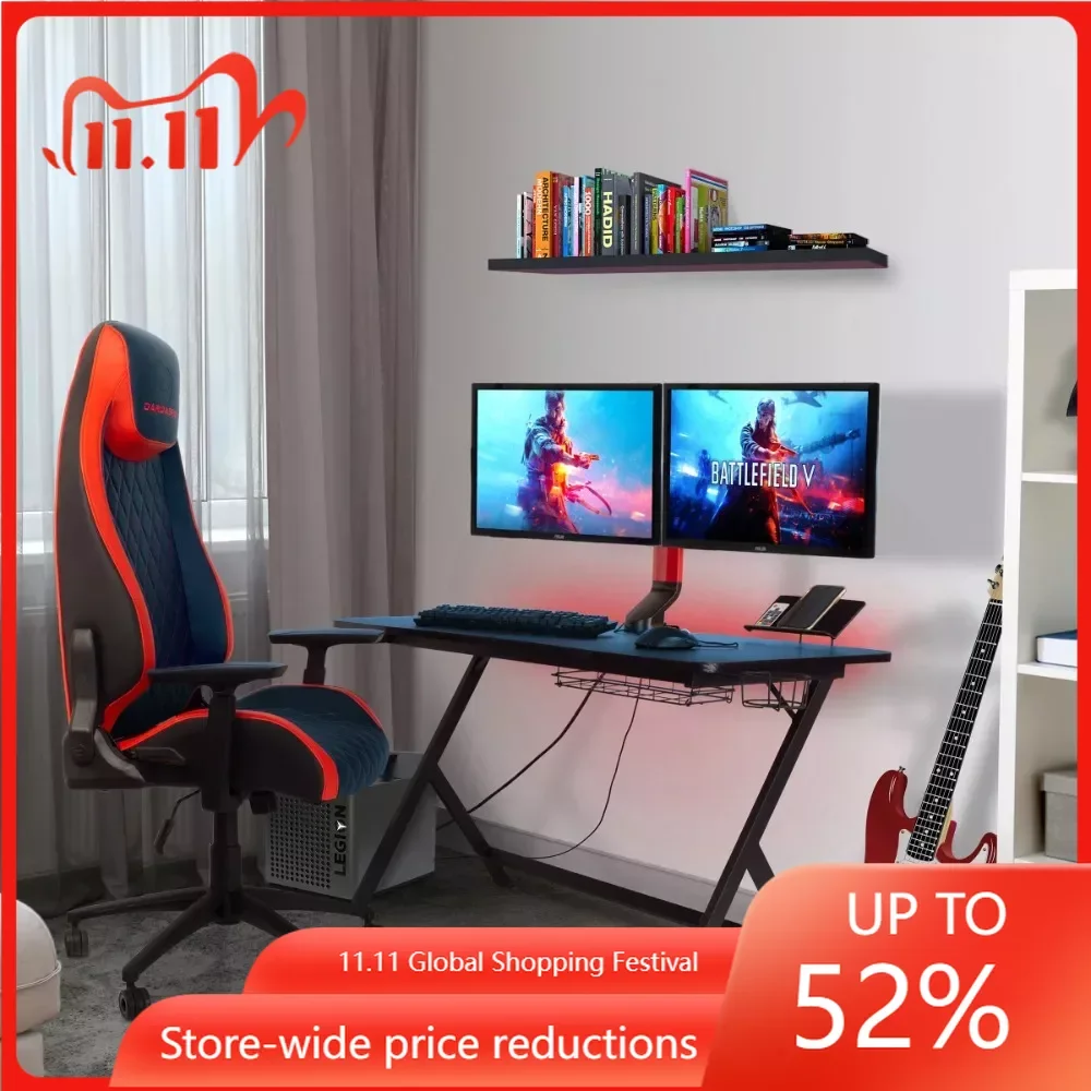 

Игровой стол Fire Storm с 24 разноцветными светодиодами и 3 USB-портами, 29,75 H, черный