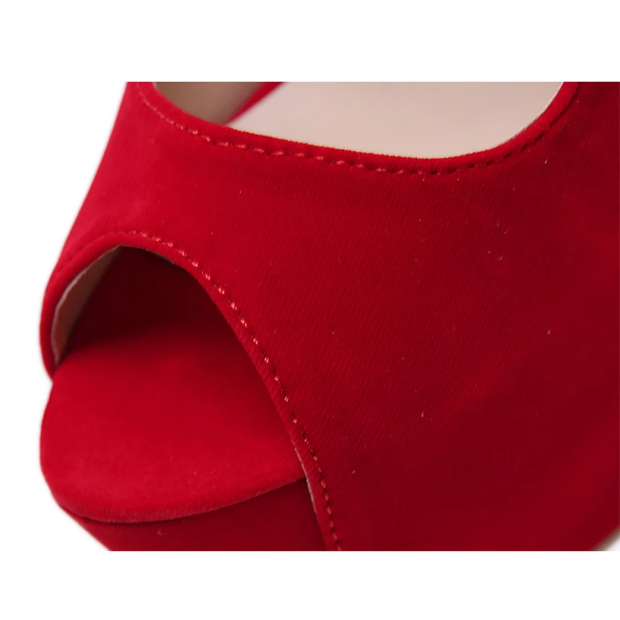 Женские туфли-лодочки с открытым носком на платформе и очень высоком каблуке 16 см